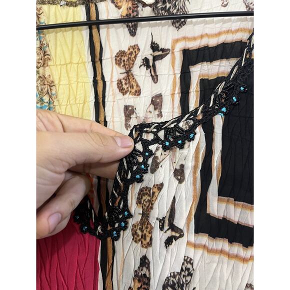 Y2K 90s Maximalist Eclectic Plisse Top S Indie Patchwork Collage Artwear Boho - Picture 5 of 12